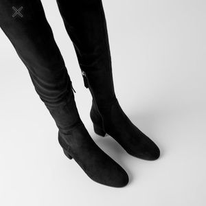 Gorgeous over the knee Zara black boots , suede